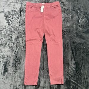 LOFT Marisa Pants Womens 10 NWT Skinny Ankle Slit Pink Rose Chino Trousers 34x29